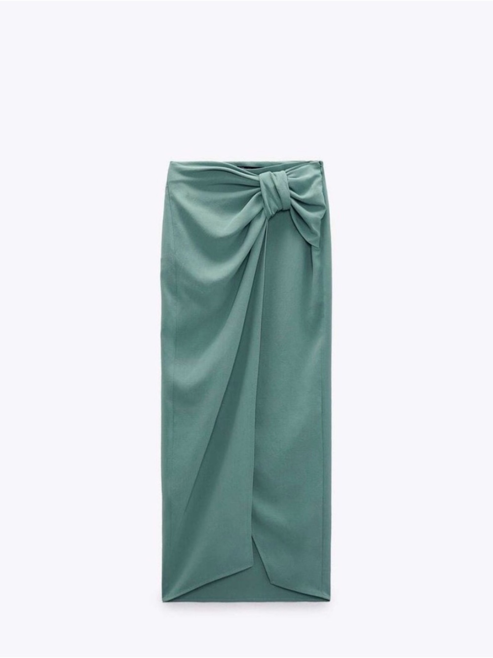 Zara Knot-Detail Maxi Skirt in Sage